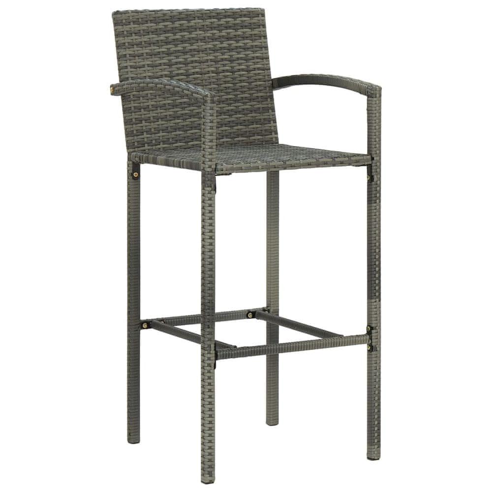Vidaxl Barové stoličky 4 ks, sivé, polyratan